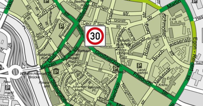 Geplanter Tempo-30-Bereich Saarbrücken (Quelle: Landeshauptstadt Saarbrücken)