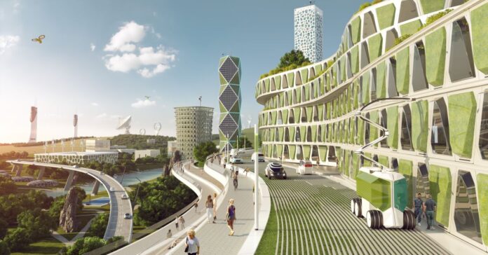 Stadt von morgen mit Fassadenmodulen (Quelle: Hochschule KL/Xiox)